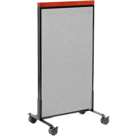 Interion By Global Industrial Interion Mobile Deluxe Office Partition Panel, 24-1/4inW x 46-1/2inH, Gray 694964MGY
